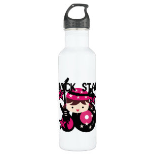 Brunette Rock Star Girl Water Bottle