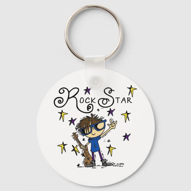 Brunette Rock Star Keychain (Front)
