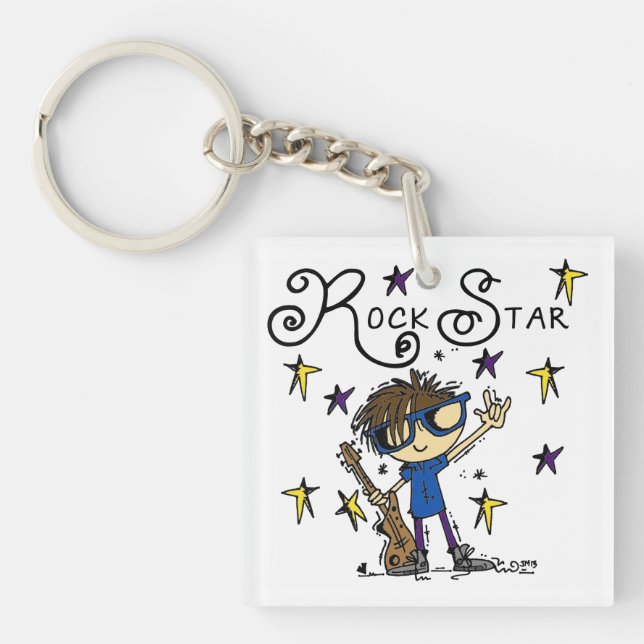 Brunette Rock Star Keychain (Front)