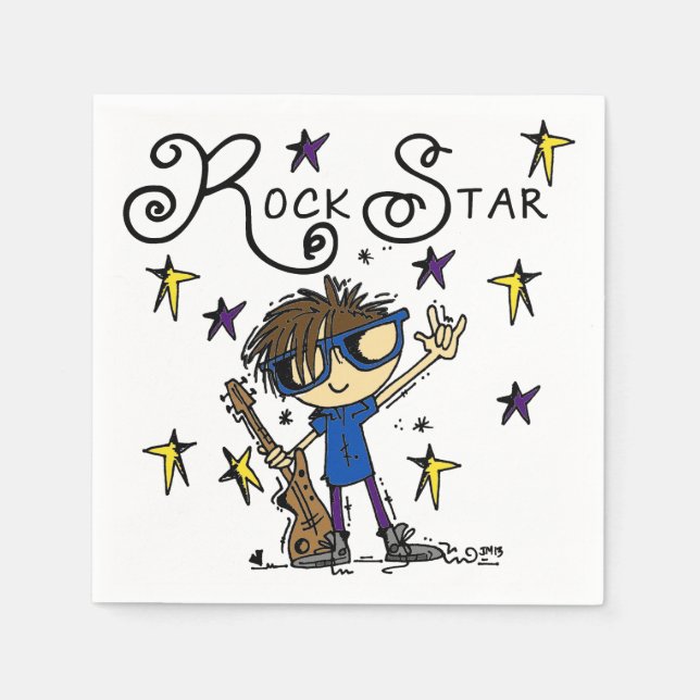 Brunette Rock Star Napkins (Front)