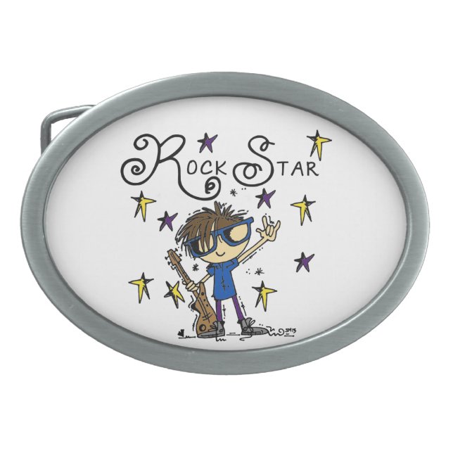 Brunette Rock Star Oval Belt Buckle (Front)
