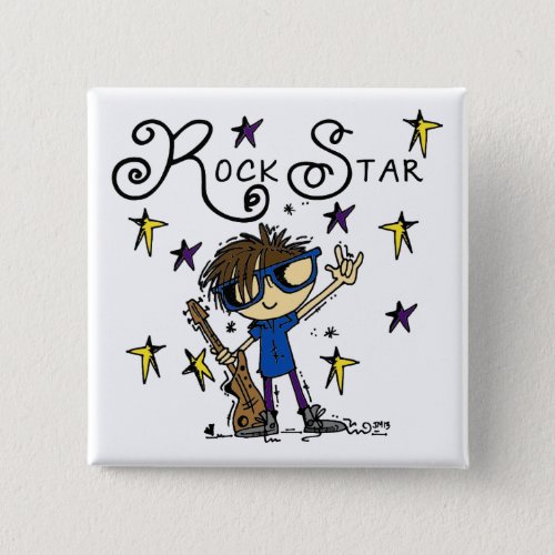 Brunette Rock Star Pinback Button