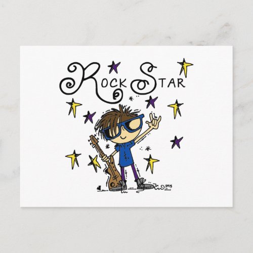 Brunette Rock Star Postcard