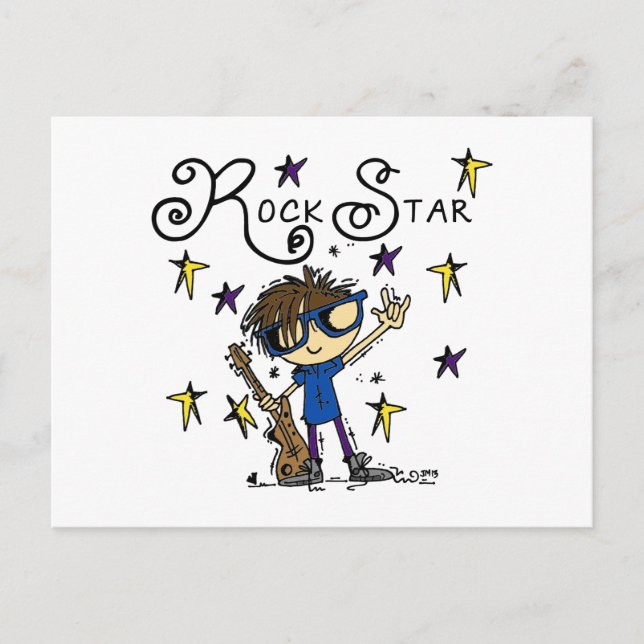 Brunette Rock Star Postcard (Front)