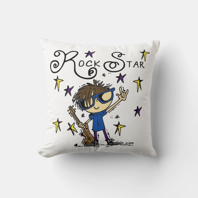 Brunette Rock Star Throw Pillow (Front)