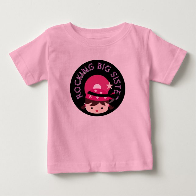Brunette Rocking Big Sister Baby T-Shirt (Front)