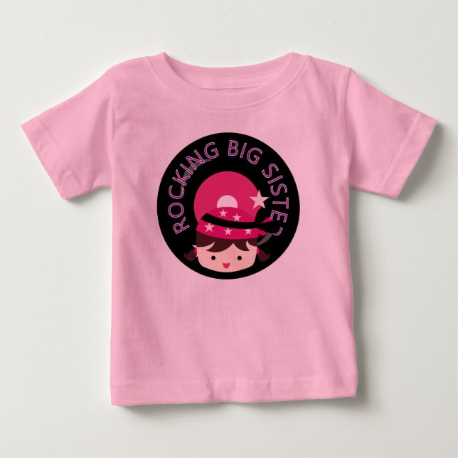Brunette Rocking Big Sister Baby T-Shirt (Front)