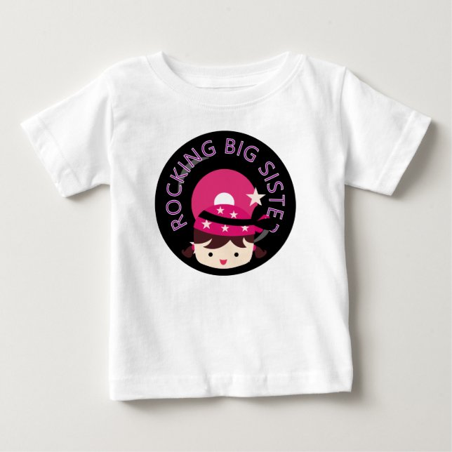 Brunette Rocking Big Sister Baby T-Shirt (Front)