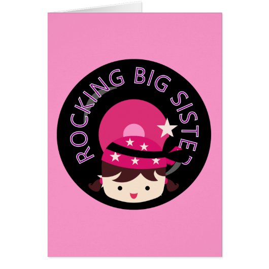 Brunette Rocking Big Sister Cards (Front)