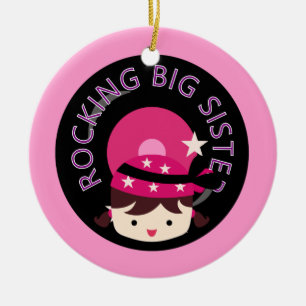 Brunette Rocking Big Sister Ceramic Ornament
