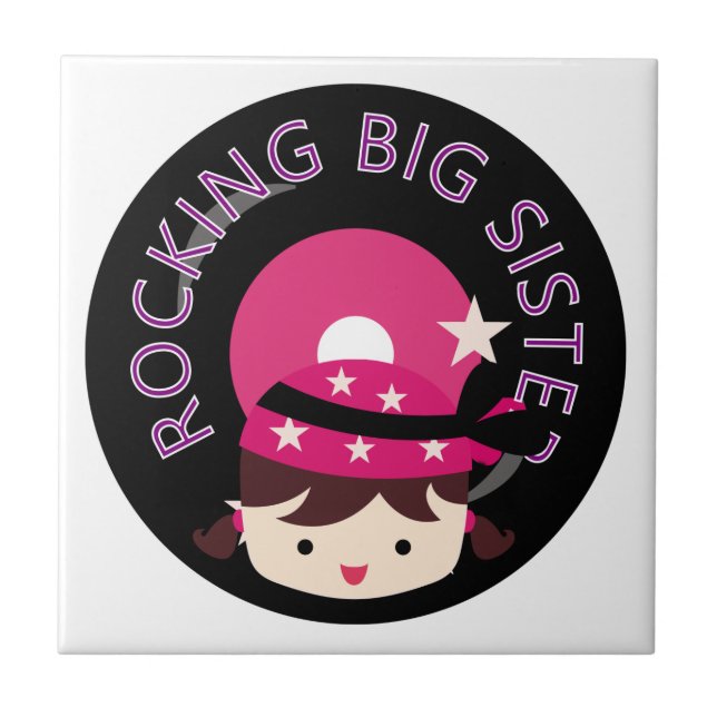 Brunette Rocking Big Sister Ceramic Tile (Front)