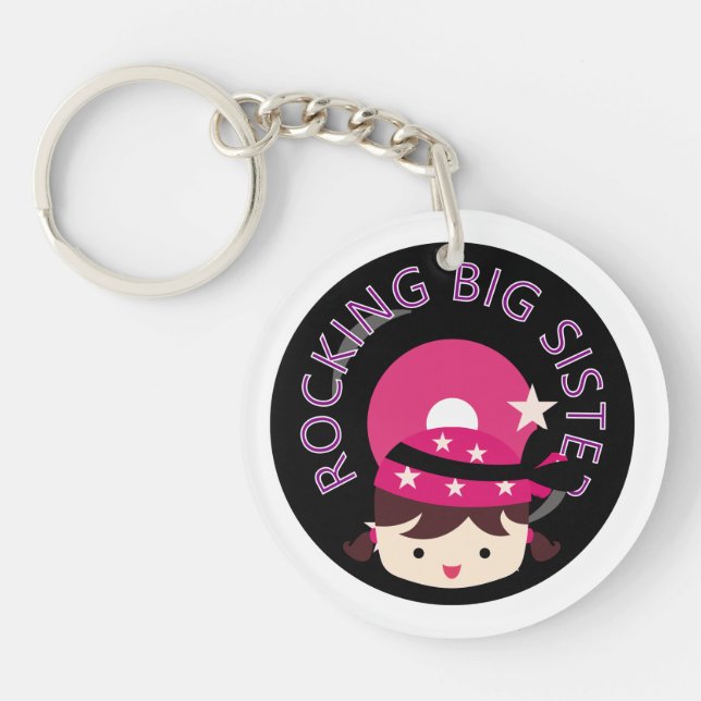 Brunette Rocking Big Sister Keychain (Front)
