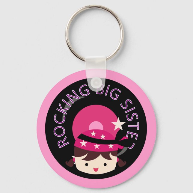Brunette Rocking Big Sister Keychain (Front)
