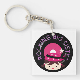 Brunette Rocking Big Sister Keychain