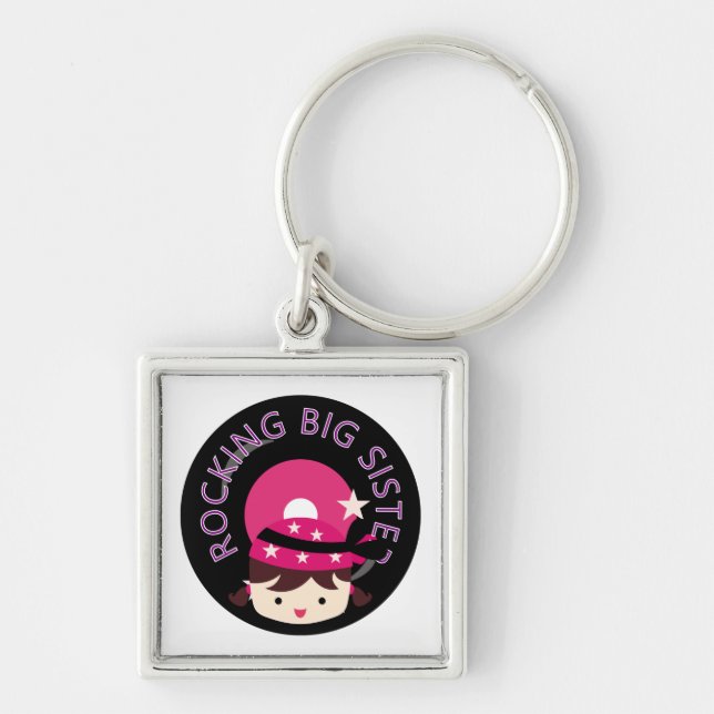 Brunette Rocking Big Sister Keychain (Front)