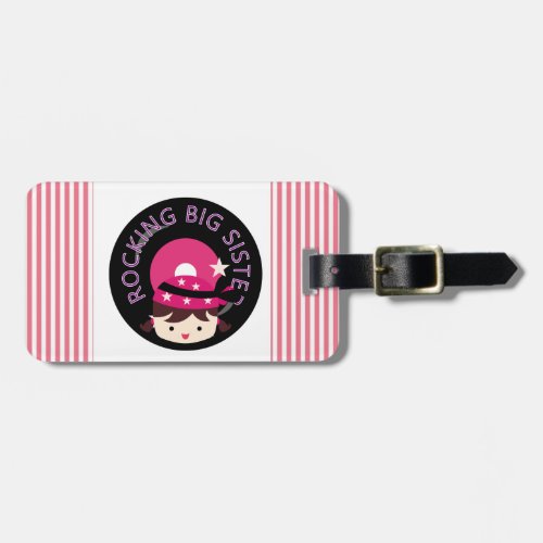 Brunette Rocking Big Sister Luggage Tag