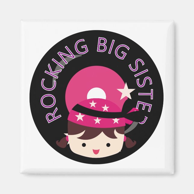 Brunette Rocking Big Sister Magnet (Front)