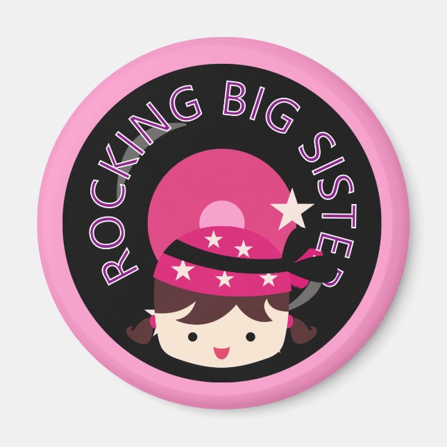 Brunette Rocking Big Sister Magnet (Front)