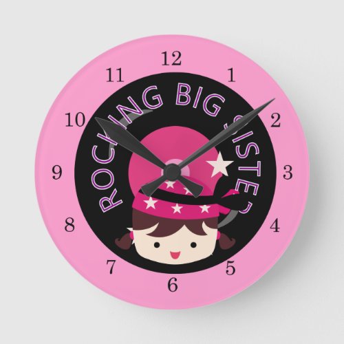 Brunette Rocking Big Sister Round Clock