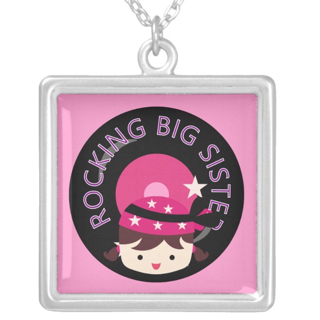 Brunette Rocking Big Sister Silver Plated Necklace (Front)