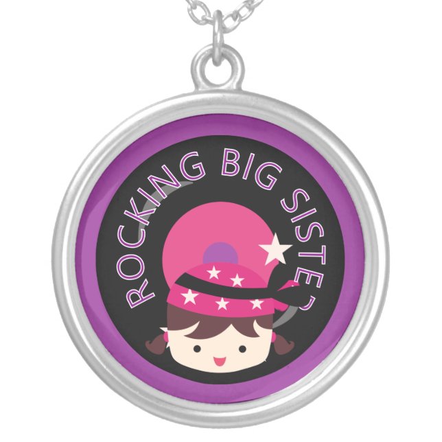 Brunette Rocking Big Sister Silver Plated Necklace (Front)