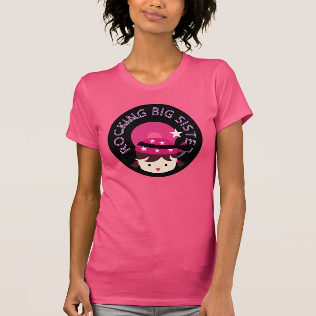 Brunette Rocking Big Sister T-Shirt (Front)