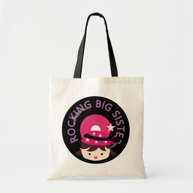 Brunette Rocking Big Sister Tote Bag (Front)