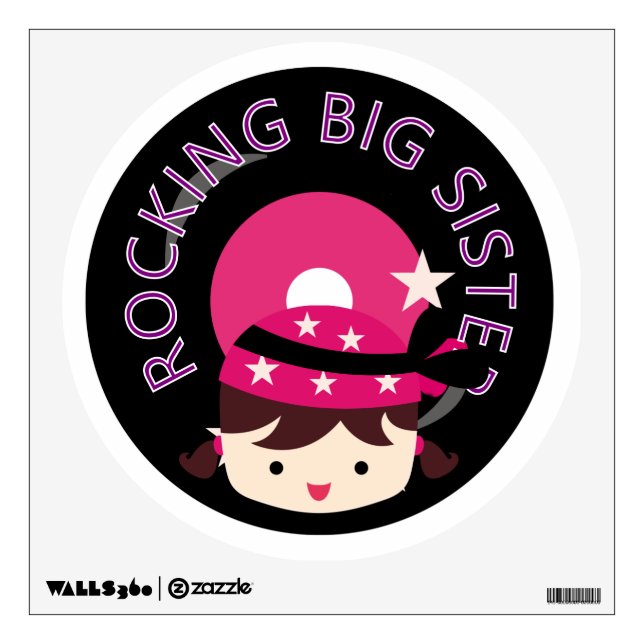 Brunette Rocking Big Sister Wall Decal (Front)
