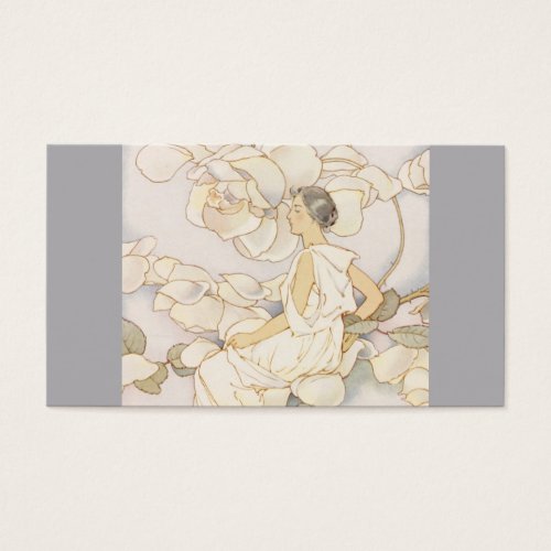 Brunette Rose Nymph in Garden Business Card Templates