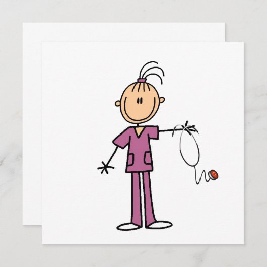 Brunette Stick Figure Nurse (Front/Back)
