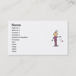 Brunette Stick Figure Nurse Business Card