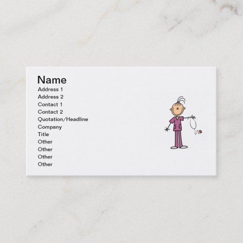 Brunette Stick Figure Nurse Business Card