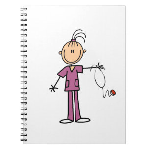 Brunette Stick Figure Nurse Notebook