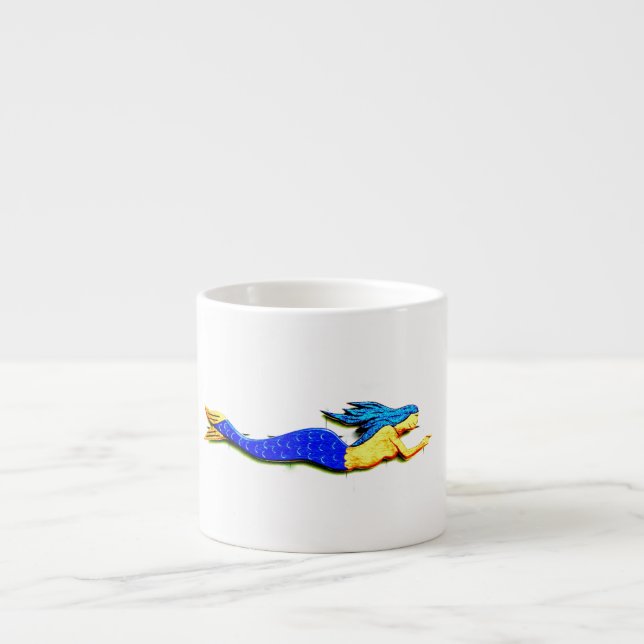 brunette swimming mermaid espresso cup (Front)