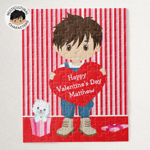 Brunette Valentine's Boy Jigsaw Puzzle