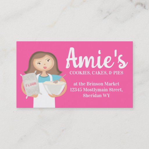 Customizable Brunette woman baking chef flour business cards