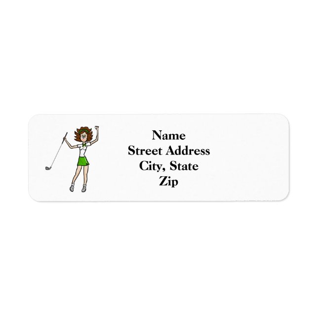Brunette Woman Golfer Return Address Label (Front)