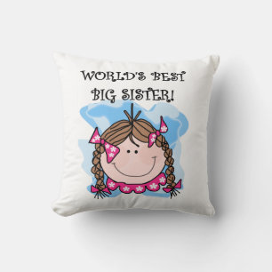 Brunette World's Best Big Sister Gifts Throw Pillow