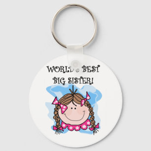 Brunette World's Best Big Sister Tshirts and Gifts Keychain