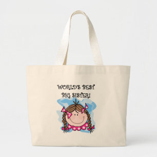 Brunette World's Best Big Sister Tshirts and Gifts Large Tote Bag
