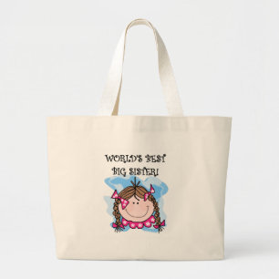 Brunette World's Best Big Sister Tshirts and Gifts Large Tote Bag