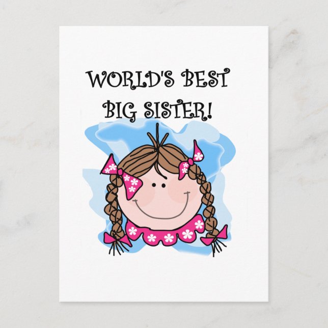Brunette World's Best Big Sister Tshirts and Gifts Postcard (Front)