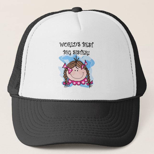 Brunette World's Best Big Sister Tshirts and Gifts Trucker Hat (Front)