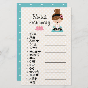 Brunette Yoga Bridal Shower Pictionary Game