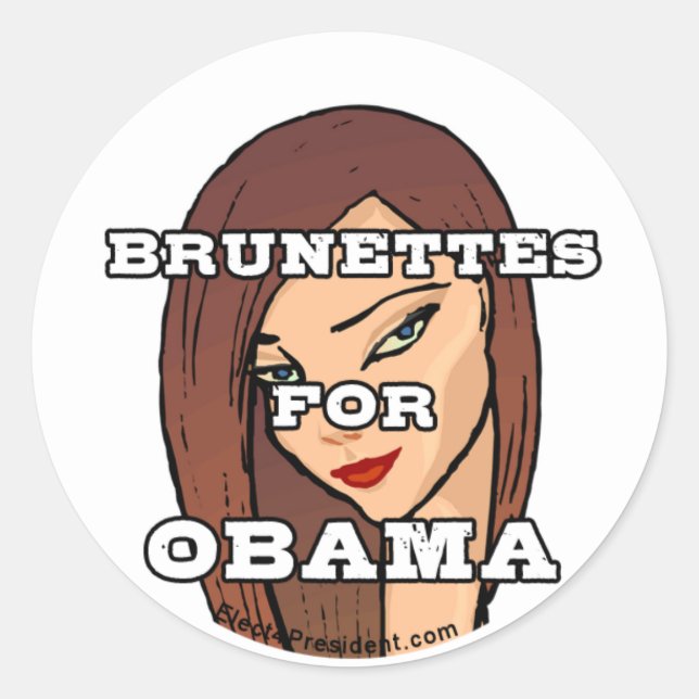 Brunettes for Obama Stickers (Front)