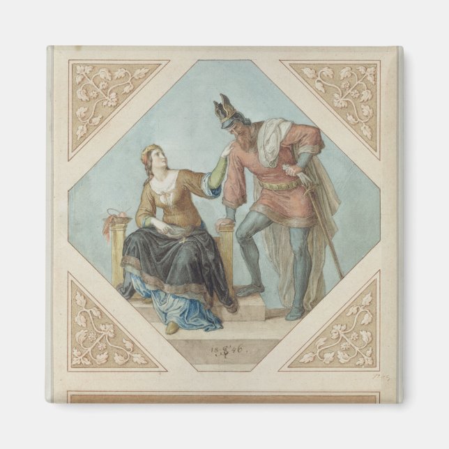 Brunhilde and Hagen, illustration for 'The Niebelu Magnet (Front)