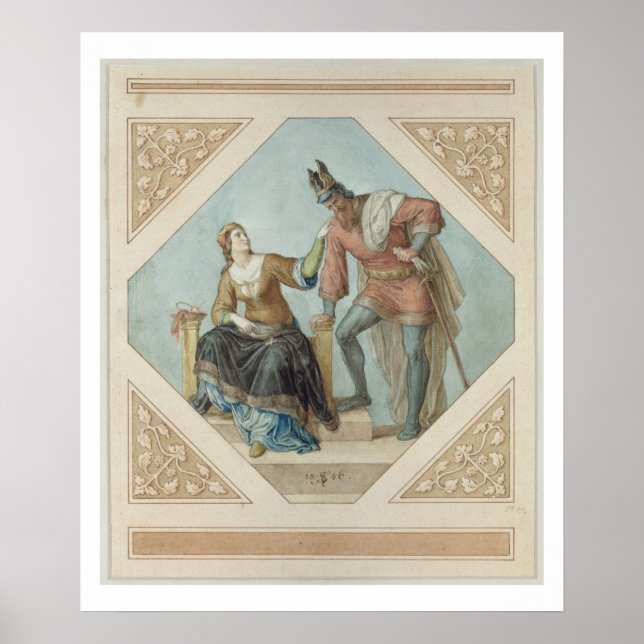 Brunhilde and Hagen, illustration for 'The Niebelu Poster (Front)