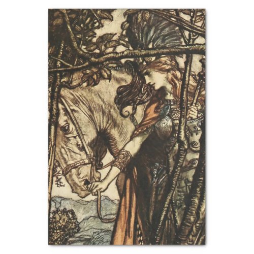 Brunhilde Led Her Horse by Arthur Rackham Tissue Paper