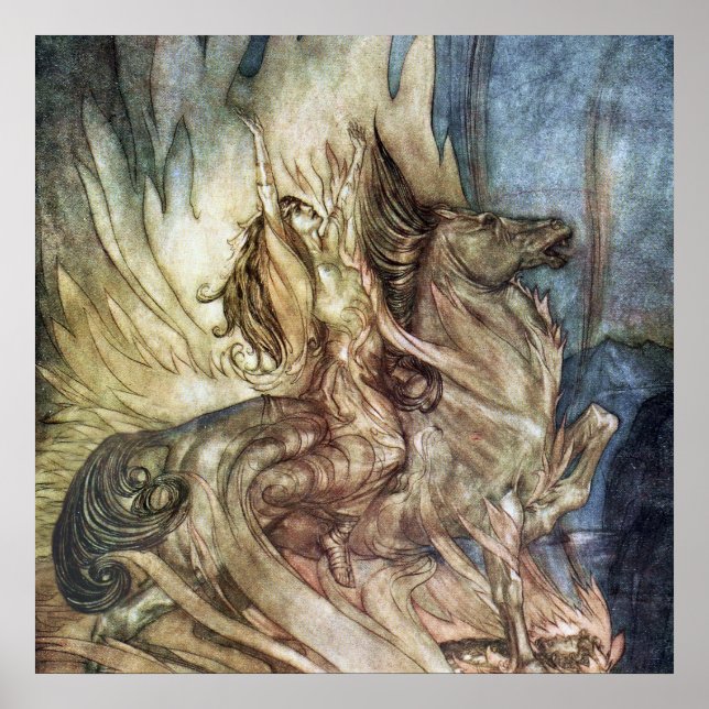“Brunhilde on the Funeral Pyre” by Arthur Rackham Poster (Front)