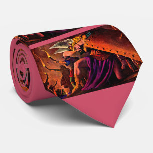 Brunhilde Weeps at Siegfried’s Funeral Pyre print Neck Tie